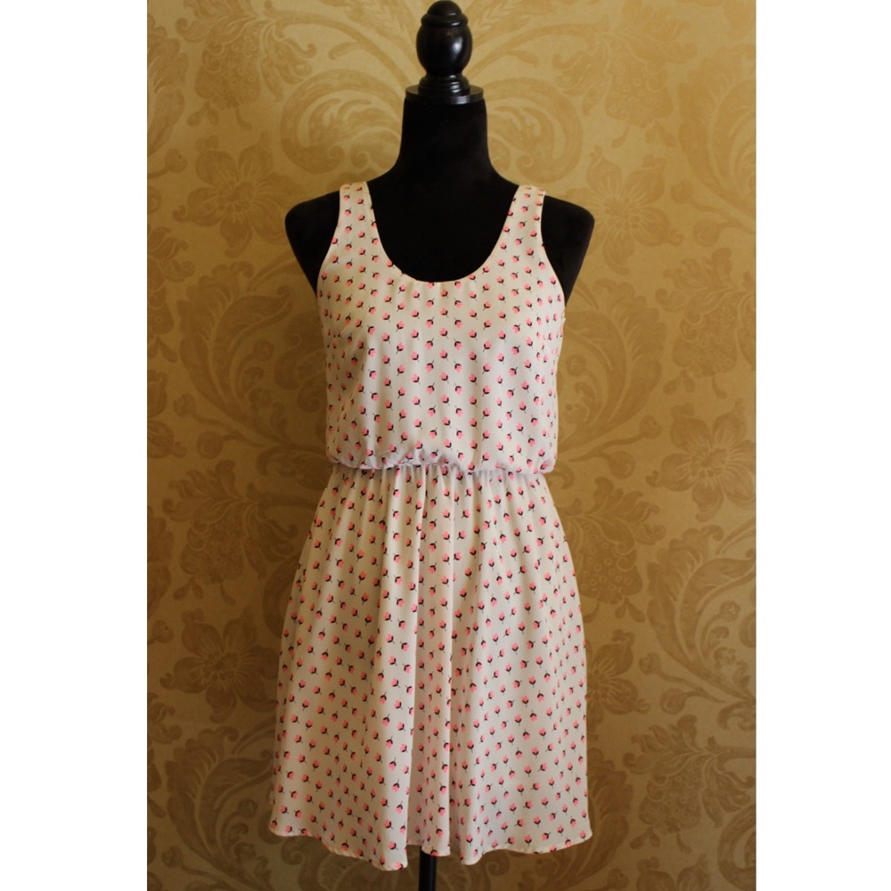 Lush Skater Dress Tulip Print XS Open Back